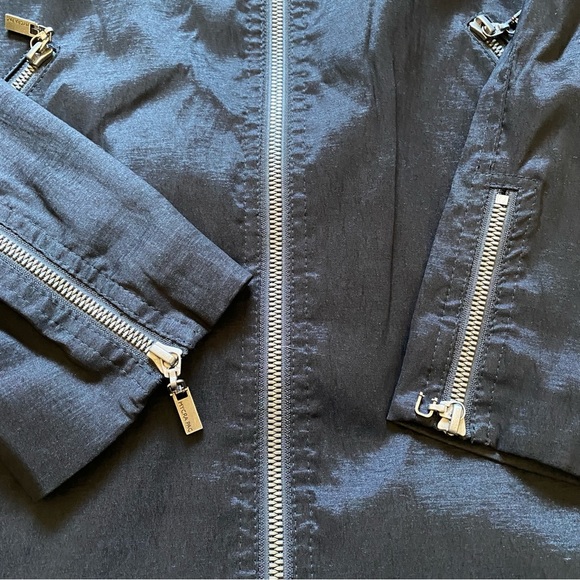 MYCRAPAC One Hoodie Rain Jacket M Black Embroidered Metallic w/ Belt Lightweight - Picture 11 of 14